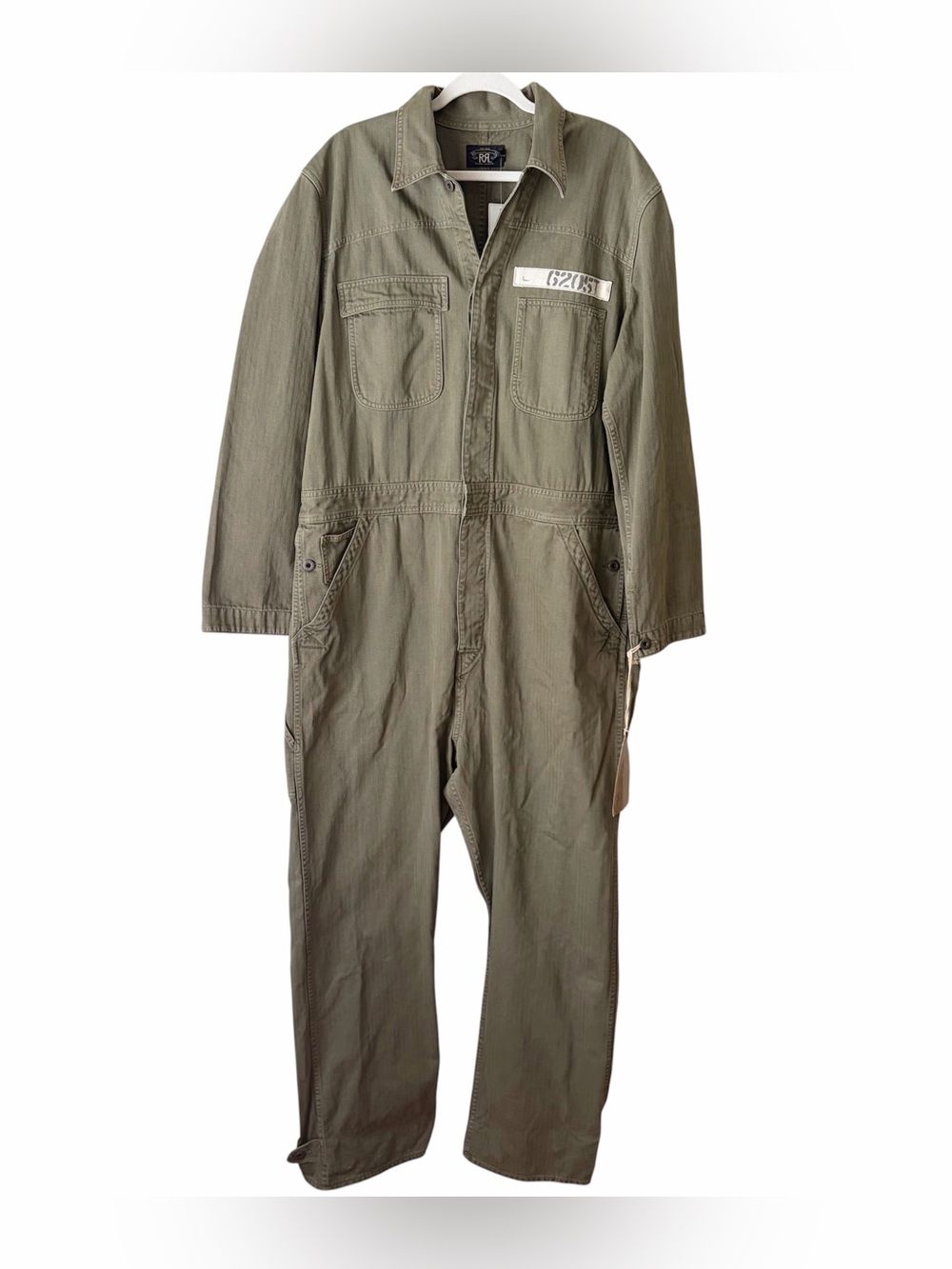 Ralph Lauren RRL Double RL Cotton Herringbone Coverall Workwear Olive Green XL